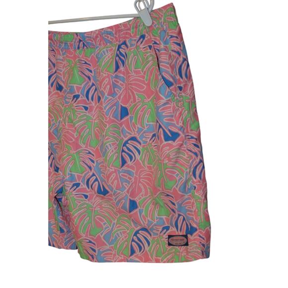 Vineyard Vines Swim Shorts Mens 2XL Pink Tropical Palm Leaf Mesh Lined Trunk - Picture 3 of 8